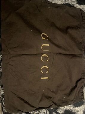Gucci Brown Drawstring Dust Bag with Gold Logo